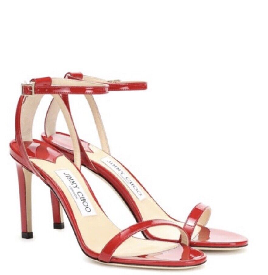 Jimmy Choo 'Minny' Paten Leather 85mm Ankle Strap Sandals Jimmy Choo 'Minny' Paten Leather 85mm Ankle Strap Sandals