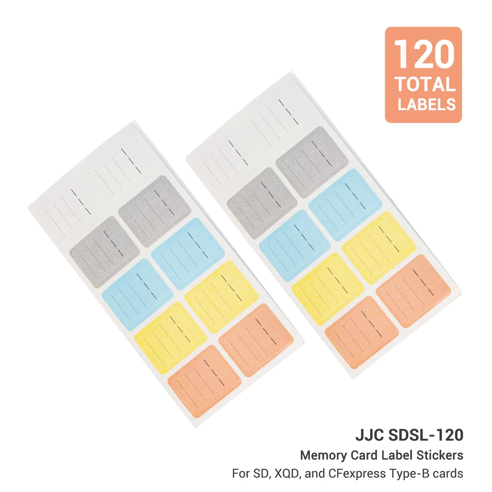 JJC 120 Pieces Removable Memory Card Sticker Label fits SD XQD CFexpress Type B - Image 2 of 4