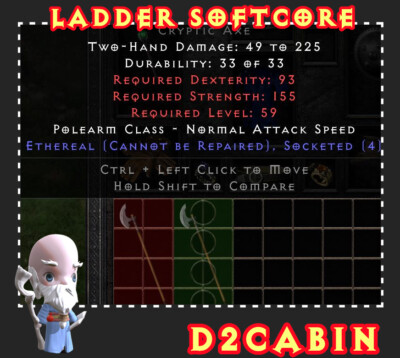 Diablo 2 D2R SC Ladder ETH Cryptic Axe PC/SWITCH/PS