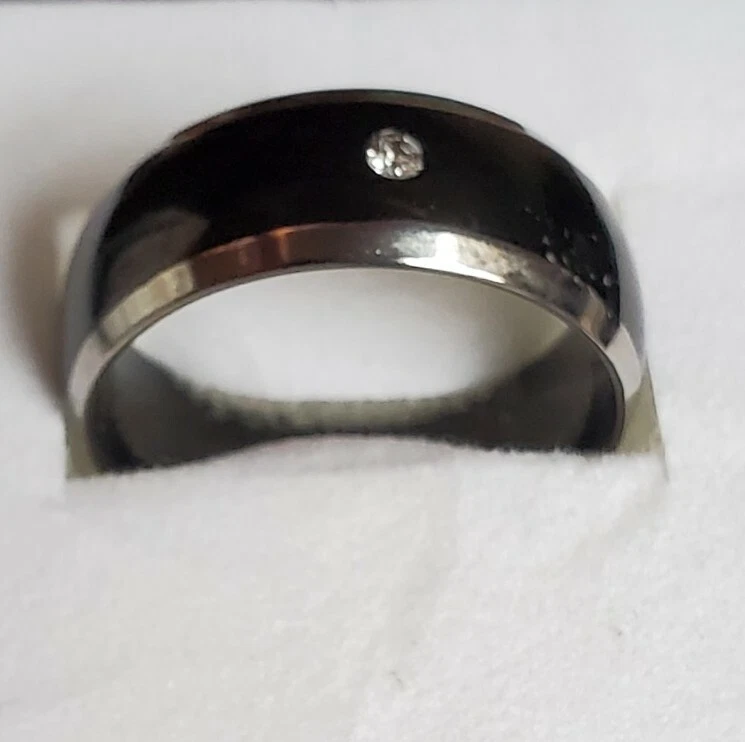 Ионное покрытие 8 мм титана австрийский кристалл куполообразный, скошенный край кольцо - Изображение 4 из 4