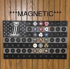 Poker Chip American Flag Black/Gray Magnetic Display Fits 65 Harley-Davidson