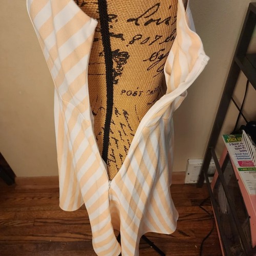 Forever 21 Womens Peach Striped Sleeveless Crew Neck Fit & Flare Dress NWT Large - Picture 7 of 8