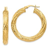 14k Yellow Gold Textured Tube Hoop Earrings (1.4in Diameter) on sale 14k Yellow Gold Textured Tube Hoop Earrings (1.4in Diameter) on sale