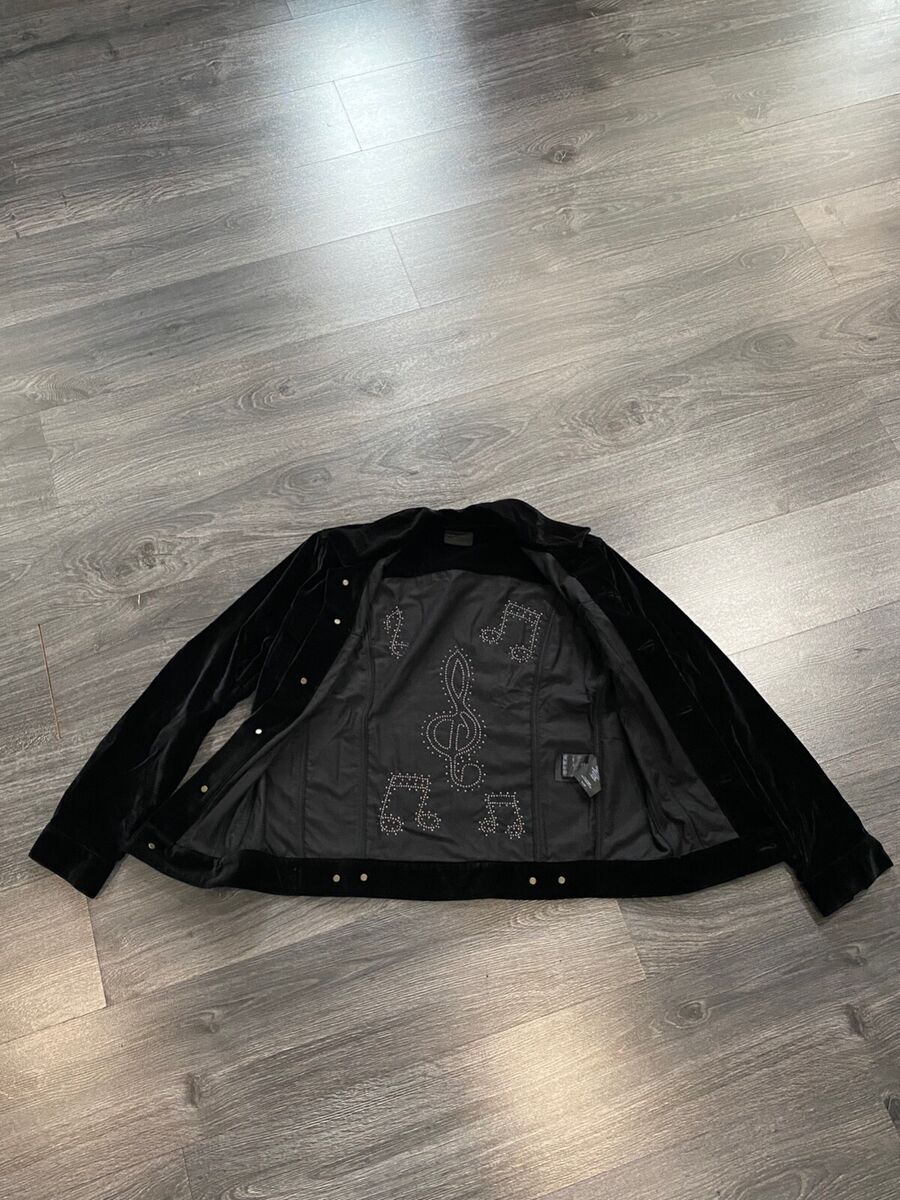 Saint Laurent Men Music Notes Trucker Jacket Small Black Saint Laurent Men Music Notes Trucker Jacket Small Black