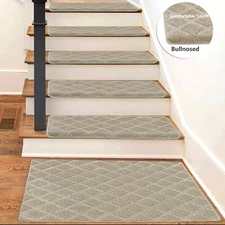 9"x30"Bullnosed Carpet Stair Treads Area Rug Door Mat Set Self Adhesive PURE ERA