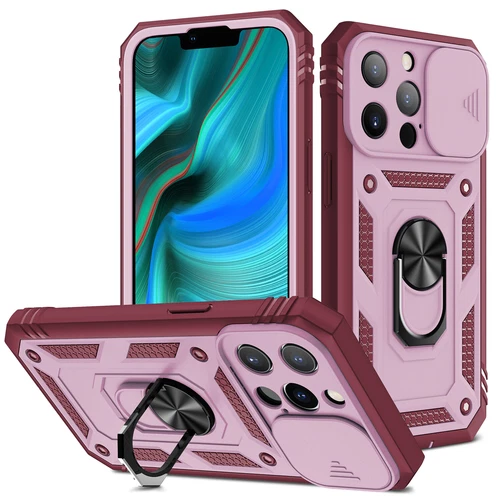 For iPhone 16 15 14 13 12 11 Pro Max Case Slide Camera Lens Ring Stand Cover - Picture 14 of 16