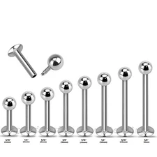 18G 16G 14G Surgical Steel Internally Threaded Cheek Labret Tragus with Ball End