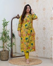 Hand Block Print Kurta Set with Pants, Long Sleeve Dress, Ethnic Indian Wear