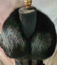 Real Dyed Black Fox with Ribbon Detachable Fur Collar New Manufactured in US