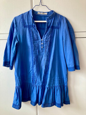 Hemd, Hemd-bluse, Longbluse, Tunika, Sommerkleid, Damen, Zara Basic L, blau
