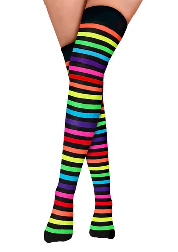 Girls Over The Knee Stripy Stripey Striped Socks Cotton Rich UK Size 4-5.5 - Picture 13 of 104