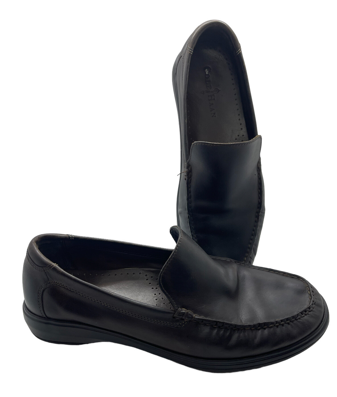 SAOLA Scarpe uomo Cole Haan taglia 10 M NikeAir suola marrone scuro mocassini slip on C09748