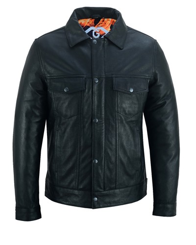 Chaqueta de Camionero Gallanto Fernando para Hombre de Cuero Negra con Cremallera y Broches de Presión - Imagen 2 de 7