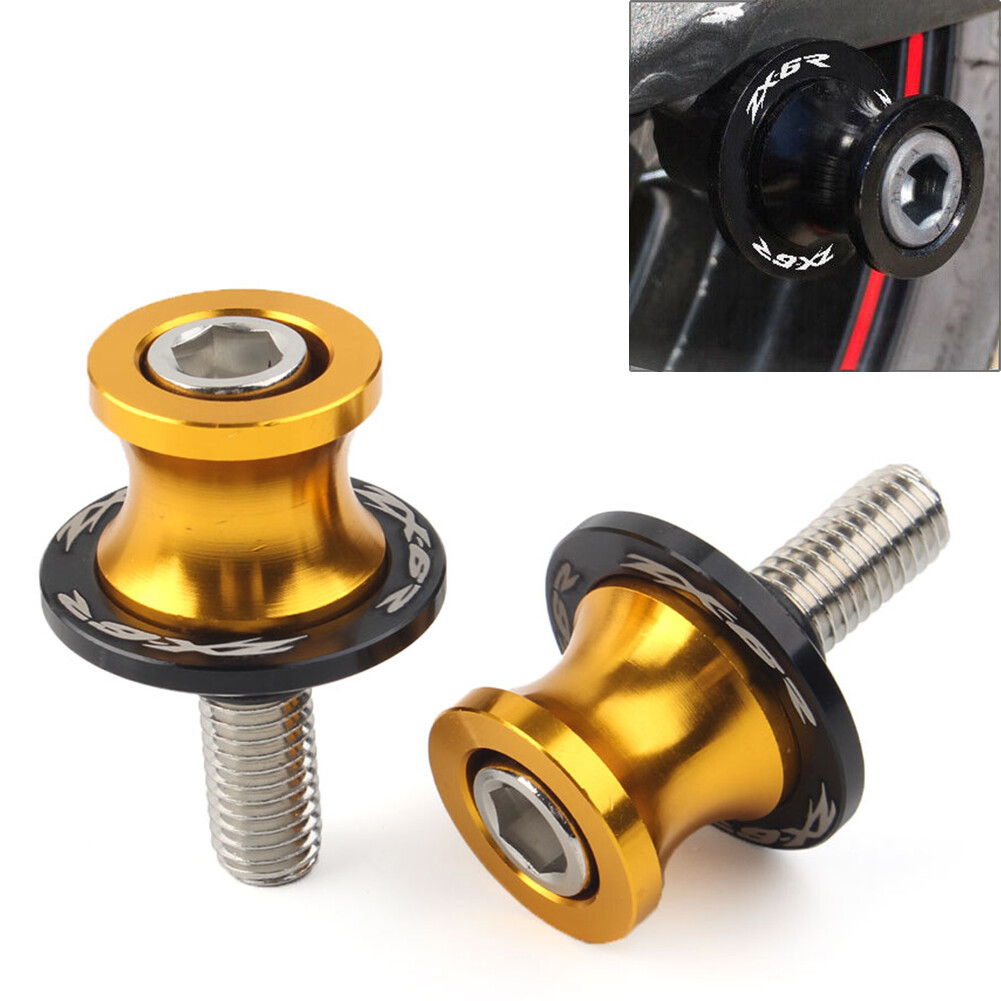 2x Motorcycle Swingarm Spools Slider Stand Screws 10MM For KAWASAKI