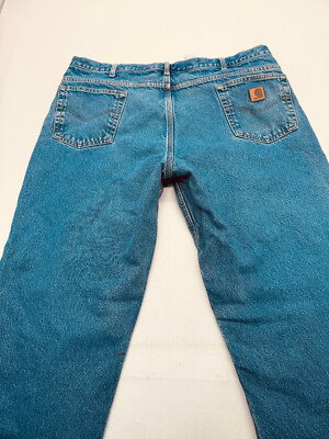 Carhartt B172 DST Lined Mens Jeans 42x30 Blue Relaxed Fit 2938 | eBay