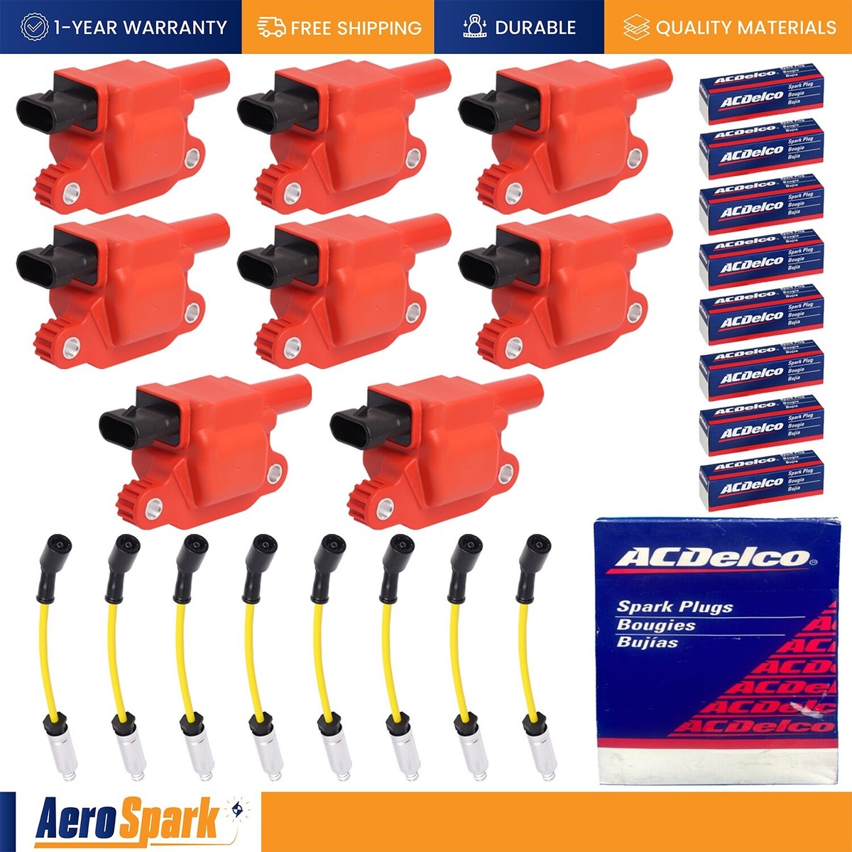 8 Energy Ignition Coil & Wires & 8 ACDelco Spark Plug for