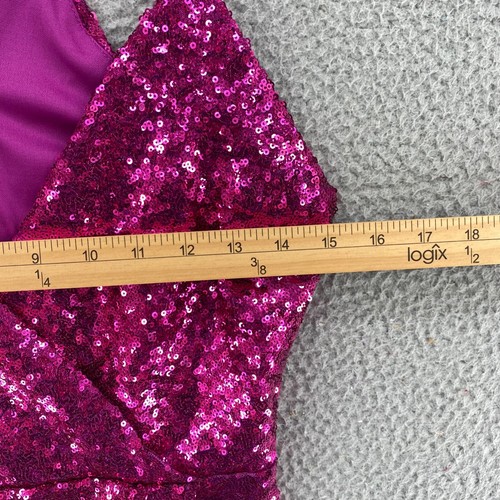 Lulus Vestito Donna Extra Small Hilaria Fucsia Paillettes Bodycon Surplice Mini Party - Foto 9 di 12