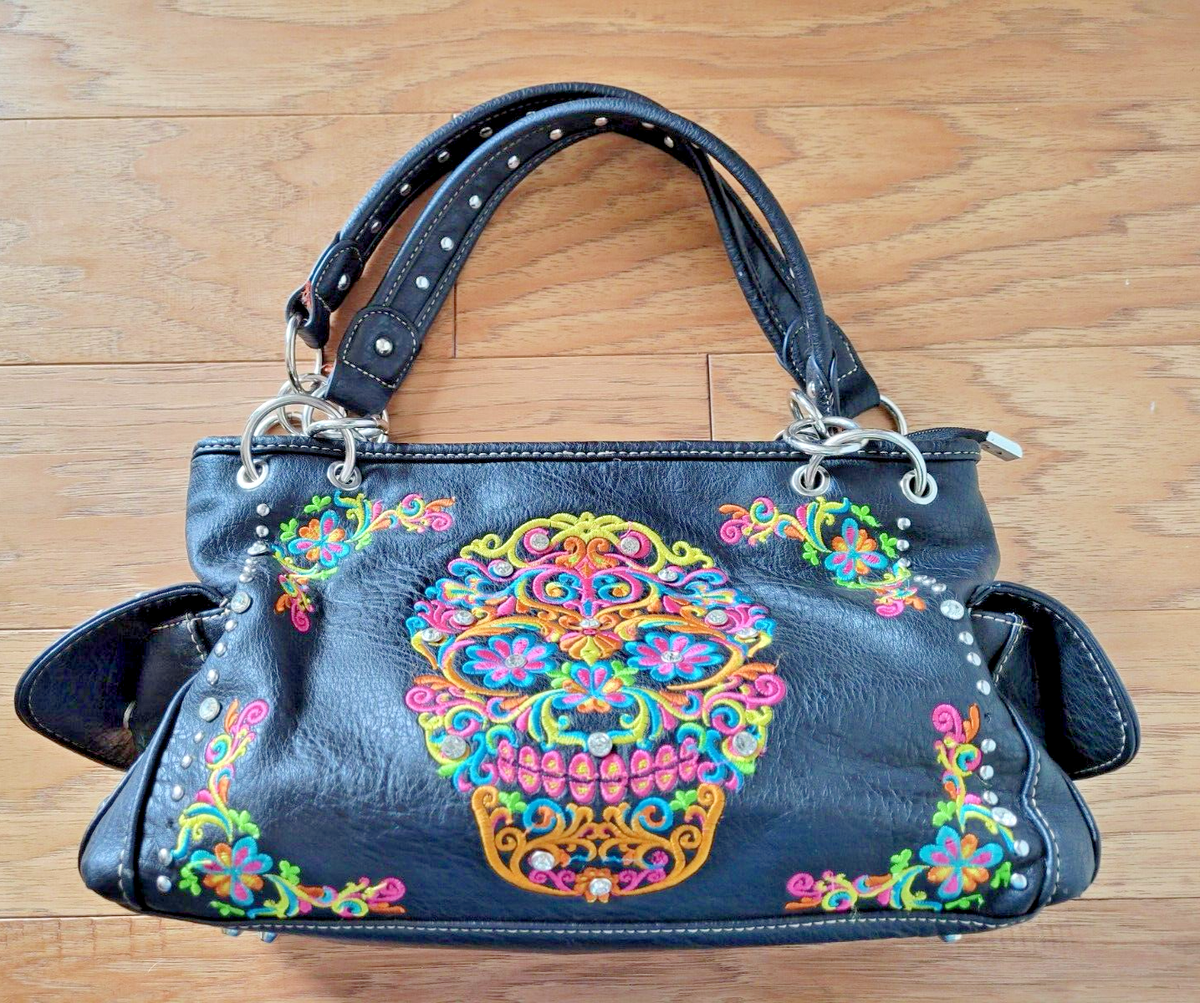 Montana West Black Satchel Bag Purse Conceal to Carry Rhinestones