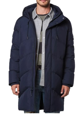 Andrew Marc Sullivan Chevron Quilted Knee Length Parka w Hood INK