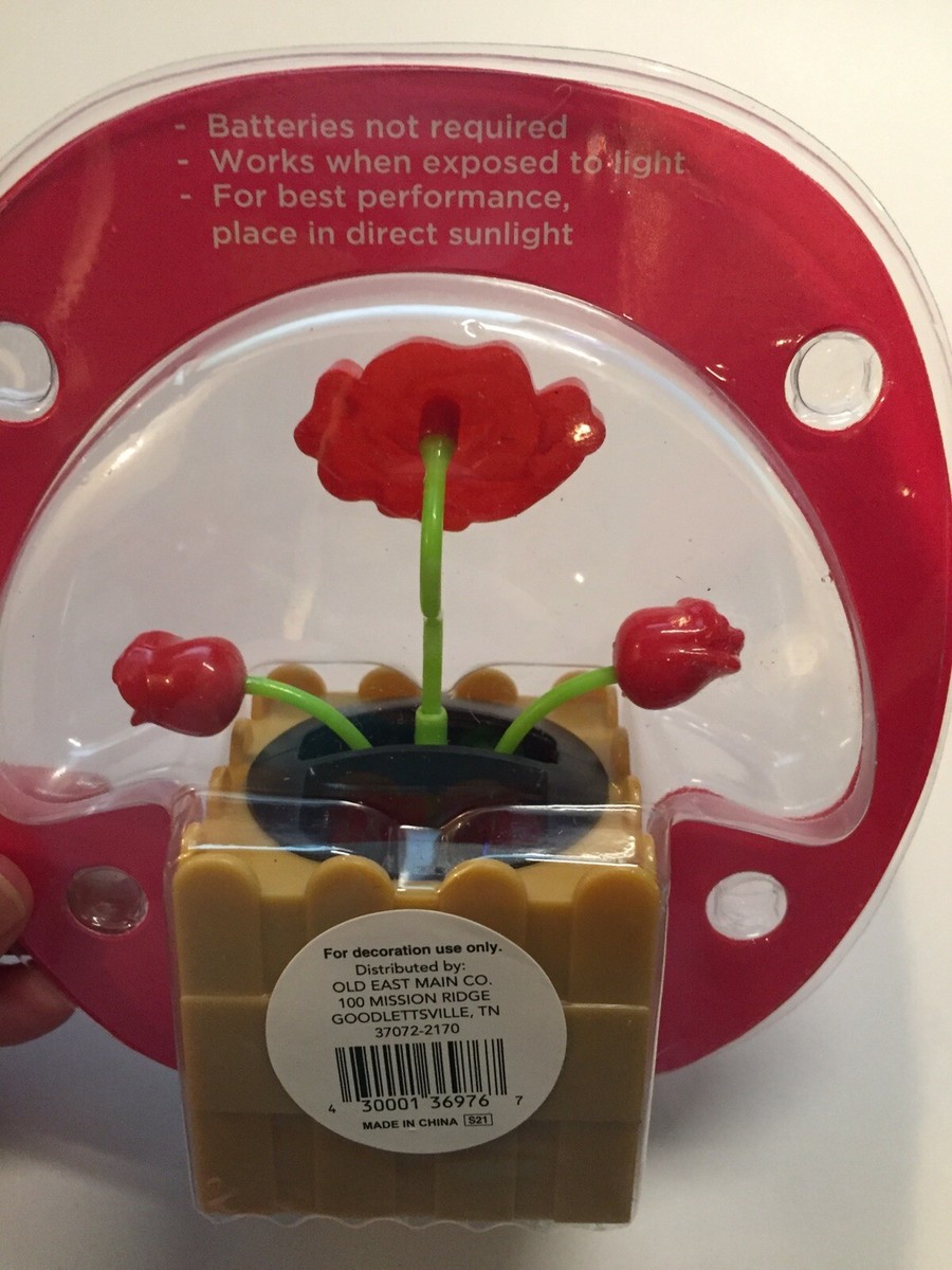 NEW Solar Powered Dancing Red Rose Flower Valentines Day Tan