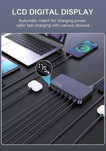 ⚡ Chargeur Multiport UEETOP 175W – 4x USB-C + 2x USB-A – Charge Ultra Rapide - Photo 6 sur 10