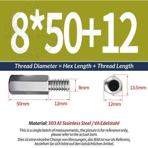 M2-M10 Male-Female Stainless Steel Hex Standoff Screw Spacer Pillar Hex Support - Picture 154 of 180