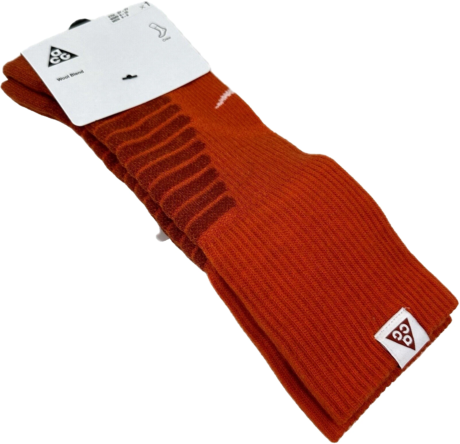 Nike ACG Adult Orange Crew Wool Cushion Dri-Fit Outdoor Performance Socks Sz M