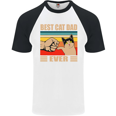 Lustiges T-Shirt Best Cat Dad Ever Vatertag Herren S/S Baseball