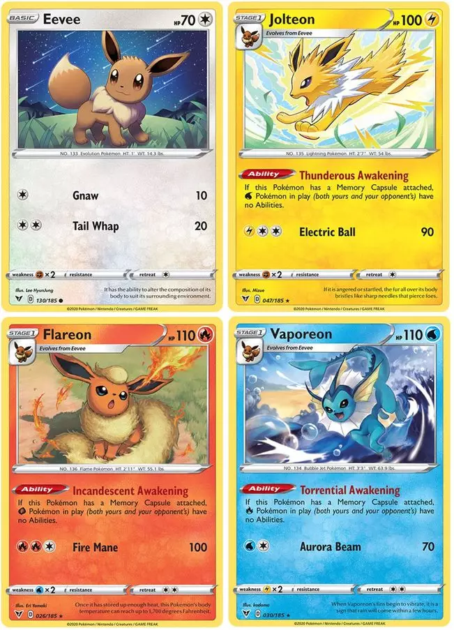 Kit Carta Pokémon Eevee Jolteon Vaporeon Flareon Original Pt