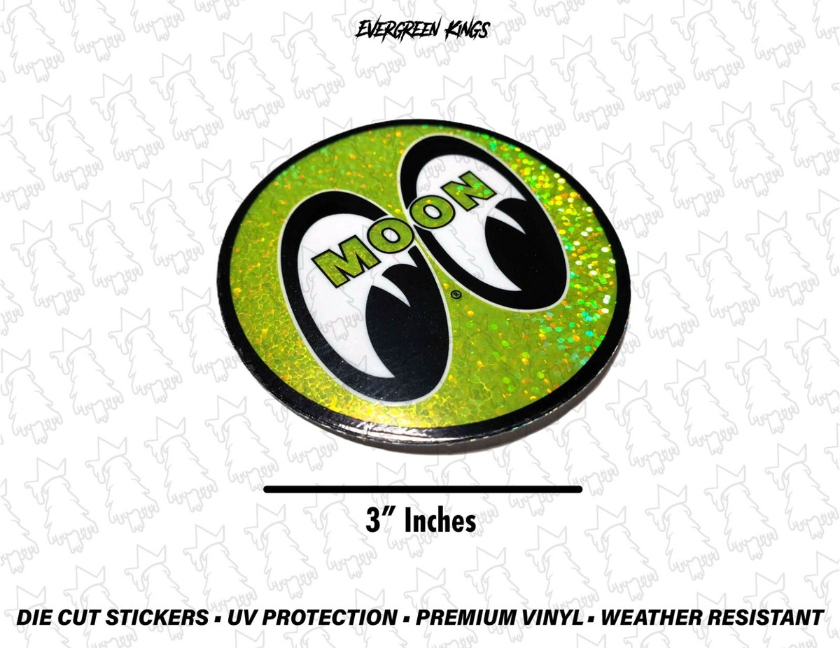Prism Glitter Moon Eyes Sticker 3 inch Round Rat Fink Hot Rod