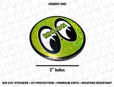 Prism Glitter Moon Eyes Sticker 3 inch Round Rat Fink Hot Rod Vintage Racing