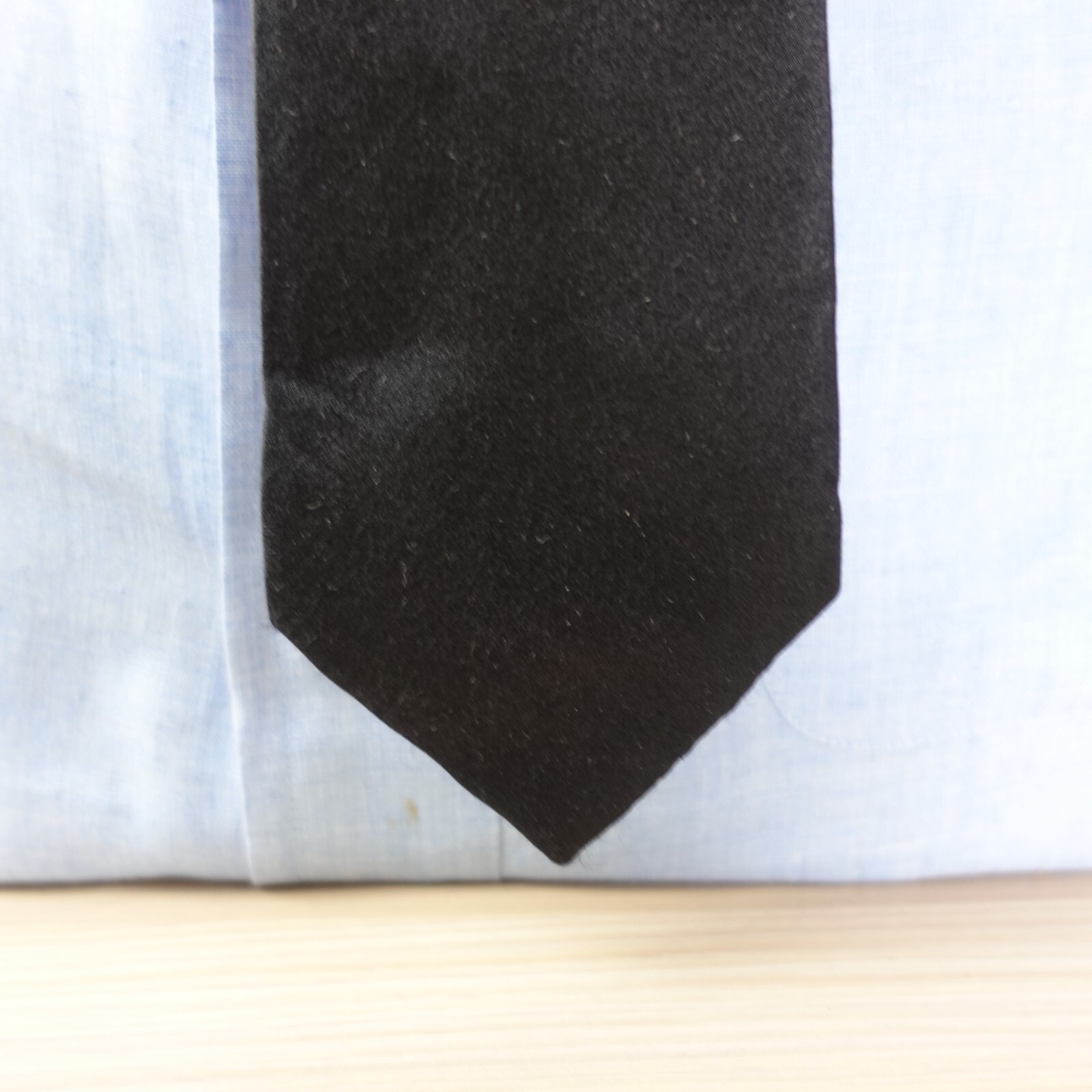 Neck Tie Mens Black Solid Silk Basic Suit Funeral… - image 2