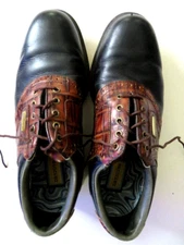 golf shoes Footjoy Dry Joys men's 53729 Black Brown Size 7M spikes-Very Good