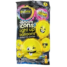 Illooms LED Light Up Glow Emoji Faces Balloons 5 Pack