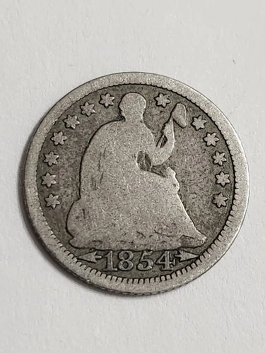 1854 Silver Seated Liberty Half Dime - With Arrows