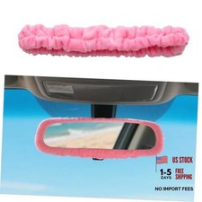 Elastic Plush Auto Rear View Mirror Protector, Universal Soft Car Rearview Pink