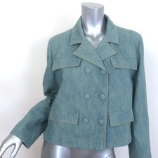 Bottega Veneta Double Breasted Chambray Denim Jacket Light Blue Size 46