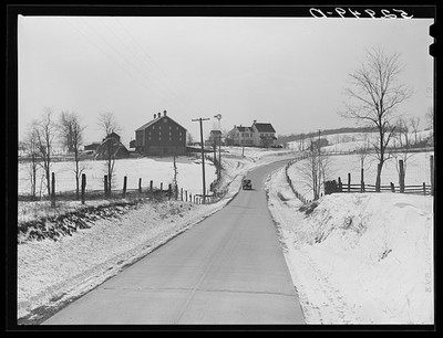 Photo:Frederick Maryland 1940 Highway Rural Winter Road Scene