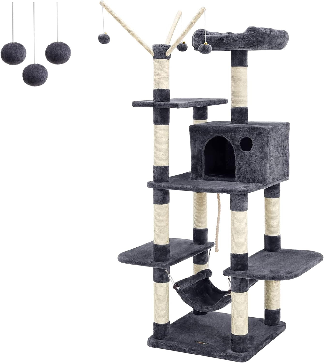 Albero Tiragraffi Gatto 154 cm in Sisal Naturale - Torre Gioco Robusta