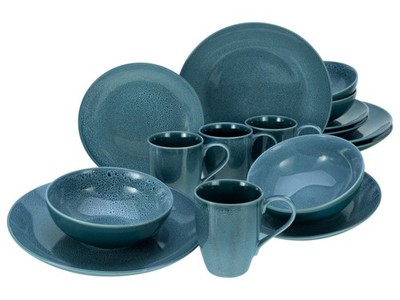 CreaTable Reactive Nostalgic Blau Kombiservice 16-tlg Steinzeug