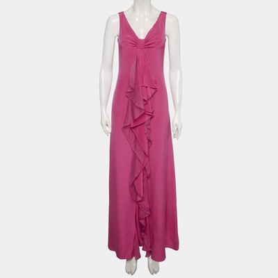 CH Carolina Herrera Pink Silk Ruffle Maxi Dress XS | eBay CH Carolina Herrera Pink Silk Ruffle Maxi Dress XS | eBay