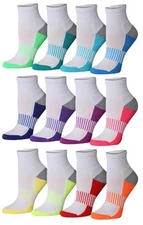 Tipi Toe Womens Athletic Cushioned Quarter Socks With Arch Support