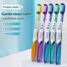 4pcs Hard Bristle Toothbrushes for Adults Manual Oral Cleaning Individually Pack
