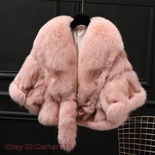 Women 100 Real Fox Fur Coat Short Warm Fur Jacket Winter Outerwear Parka Luxury