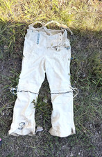 Vintage Native American Style Buckskin Leather Chaps Beaded Fringe Antler Button