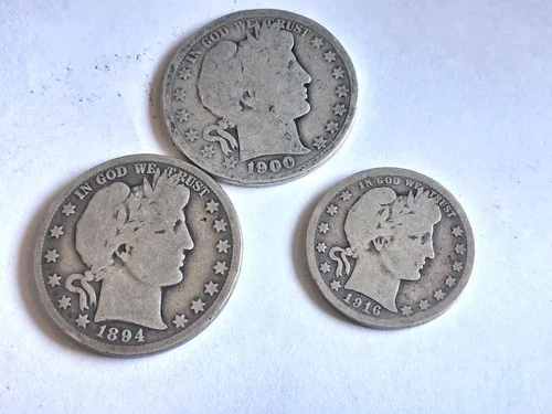 2- Silver Barber Half Dollars-1 Quarter Junk Silver Lot