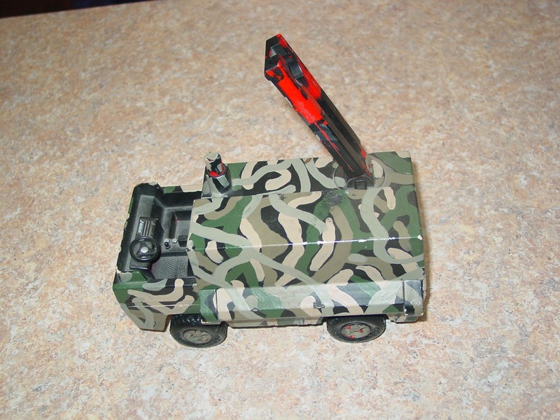 Fischer price, 1974, plastic "FIRE" truck, "army" camouflage ANTIQUE