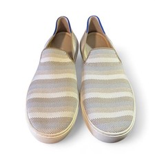 Rothy  s Slip On Sneakers Women  s 8 Taupe Beige Gray Stripe Knit Flats Shoes