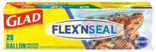 28 Count Glad Flex'N Seal Freezer Storage Plastic Bags, Gallon, (Package May