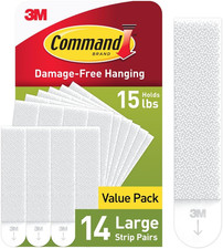 Command PH206-14NA Picture Hanger Strip Pack, Holds 16 Lbs White Large, 14 Pairs 1.42 per strip